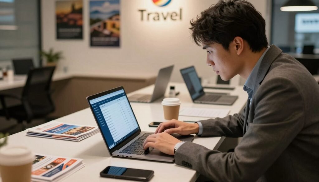 Customer comparing flight prices and baggage allowance Customer comparing flight prices and baggage allowance