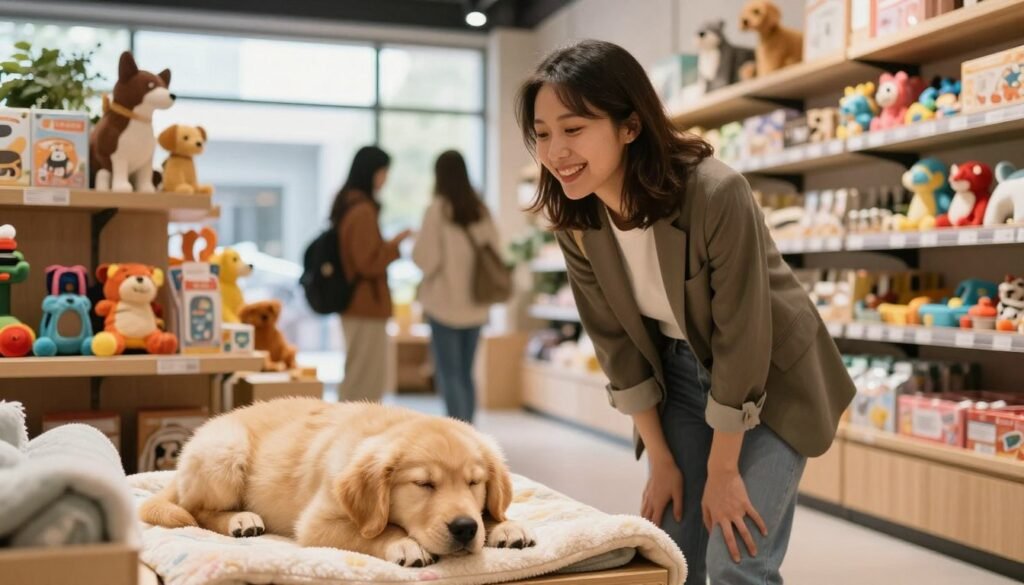 Customer describing animal behavior after watching a puppy rest