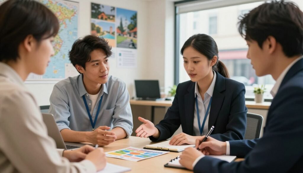 Customer outlining vacation priorities during an agency conversation Customer outlining vacation priorities during an agency conversation